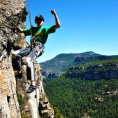 william bosi triumphant after sending a classic 6a in siurana